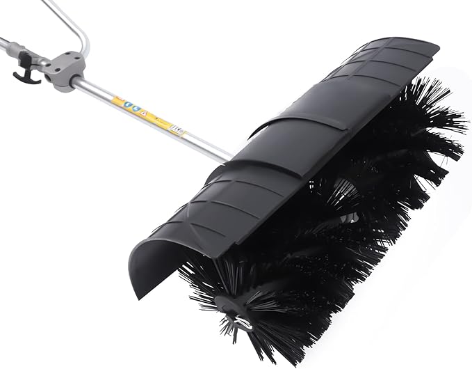 Gas Backpack Sweeper, 52Cc 2Stroke Petrol Powered Broom Driveway Turf Grass Cleaning Machine Hand Pull Start with Funnel & Goggles for Cleaning Driveway Turf Lawns Artificial Grass 1700W 200Rpm
