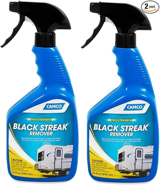 Camco 41008 Pro-Strength Black Streak Remover - 32 FL OZ EACH (TWO BOTTLES), Including 3" Rigid Hitch Logo Decal