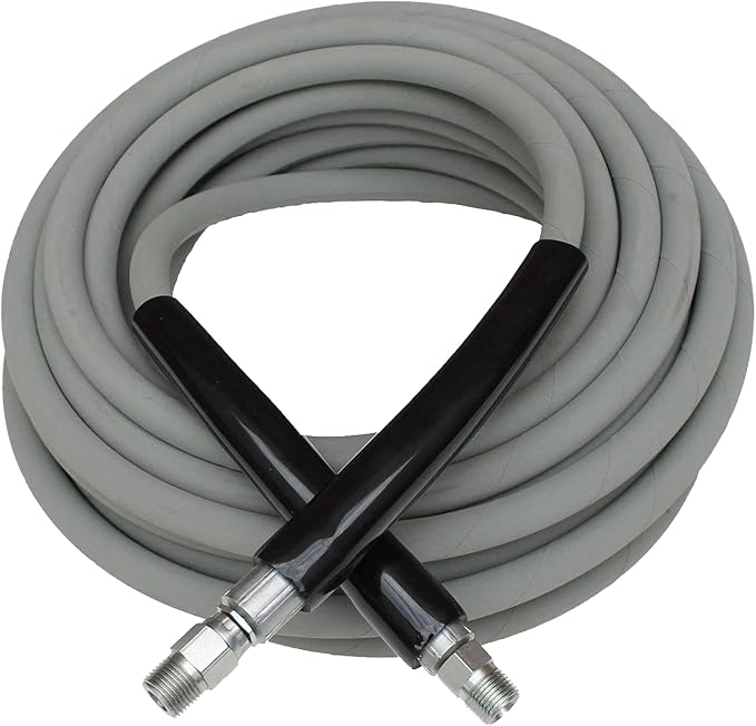 MTM Hydro Kobrajet High Pressure Washer Hose 3/8” 4000 PSI 75’ for Car Wash and Detailing, Pressure Washer Accessories, Non-Marking Gray Commercial Grade