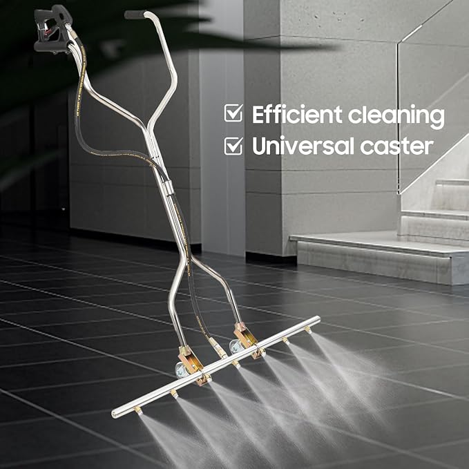5000 PSI Heavy Duty Water Broom Surface Cleaner 7 Nozzle Pressure Washer Attachment with 3/8 Quick Connect, Adjustable Handle & Wheels for Hot/Cold Water (Commercial & Home Use)