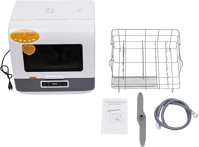 110V 800W Countertop Dishwasher w/360°Spray, 3 Wash Programs Portable Dishwasher w/Strong Air-Dry System, Automatic Dishwasher for Kitchen, Office, RV, 12-20 Tablewares (17.72 * 15.75 * 17.3in-white)