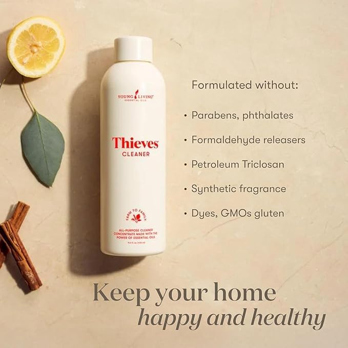 Young Living Thieves Household Cleaner | Plant-Based Multi Purpose Spray for Kitchen & Home | Eco Friendly All Purpose Surface Cleaner Concentrate 14.4 fl oz (2-Pack)
