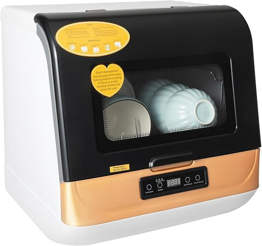 Effortless Desktop Installation-Free Dishwasher - Compact Countertop Dishwasher with 3 Washing Programs for Sparkling Clean Dishes in Your Home Kitchen