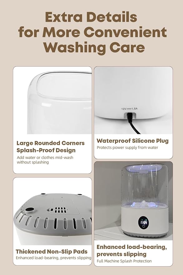 Portable Mini Washing Machine, 4L Mini Washing Machine, AC Powered Compact Washer for Underwear, Baby & Pet Clothes, Countertop Laundry Machine for Singles, Apartments, RV