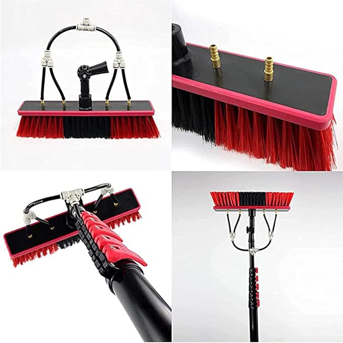 Multi-Purpose Water Spray Brush Telescopic Pole Kit Extendable Cleaner Conservatory Roof Cleaning Tools Window Cleaning Brush Equipment for Trucks,6m/20FT