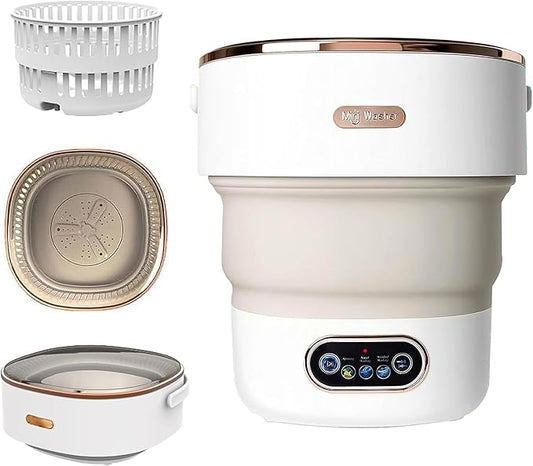 Portable Washing Machine,15L Collapsible Mini Washer with 3 Cleaning Modes Drain Basket Small Foldable Laundry Machine for Travel Camping Dorms RVs Apartments Baby Clothes Underwear Socks Delicates