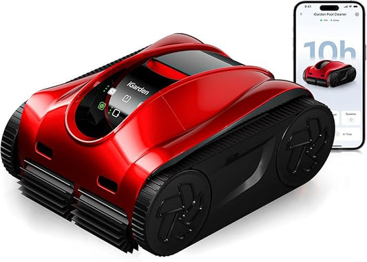 (2025 Upgrade) iGarden Pool Cleaner K Pro, 10H Max Runtime, Cordless Robotic Pool Vacuum for Inground Pools, Touchscreen, Smart Navigation, 200% Turbo Suction, Ultra-Fine Filtration, Auto-Parking