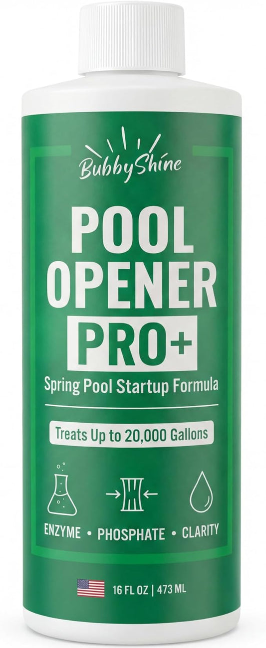 Pool Opening Chemical - 16 oz Treats Up to 20,000 Gallons - Pool Opening Kit Routine Additive (Clarifier Support) for Above Ground & Inground Pools, Chlorine or Salt Compatible – BubbyShine