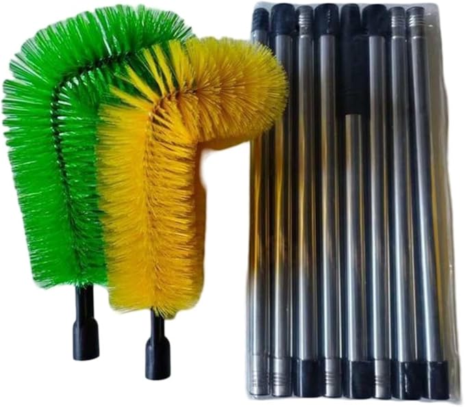 Adjustable Gutter Brush 10.5ft Extendable Roof Cleaning Tool with Flexible Angle Gutter Cleaner, for No Ladder Gutter Cleaning Pole for Roof Debris and Clogged Gutters, 2 Pack(D)