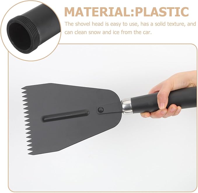 TOYANDONA Heavy Duty Manganese Steel Ice Shovel and Snow Scraper for Outdoor Winter Use, Sturdy Metal Snow Cleaning Tool with Wear-Resistant Blade for Driveway and Household Ice Removal