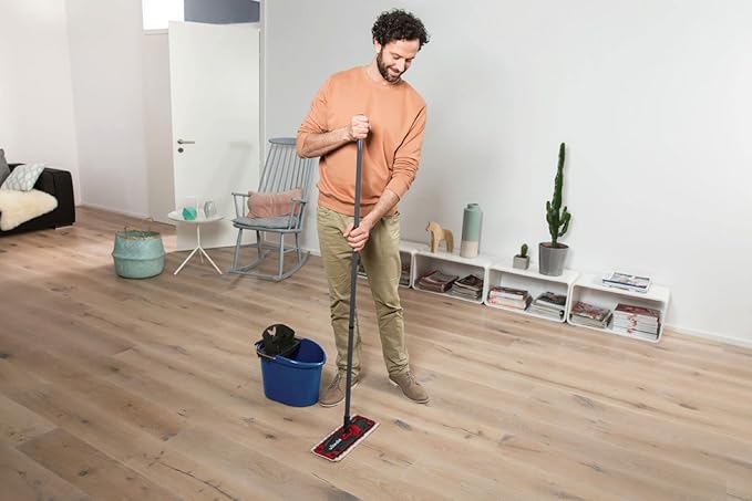 Vileda ULTRAMAX 2-in-1 Floor Mop Complete Set, Mop with Handle, Microfibre Cover and Bucket with Power Press, Limited Special Edition, Dark Blue