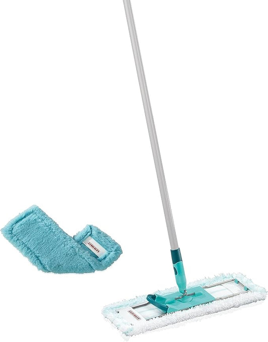 Leifheit Profi XL Floor Washer, Microfibre mop with Micro Duo & Static Plus Washable Covers, 140 cm Steel Handle, Flat Broom, Household Accessory for All Types of Floors, 360° Head