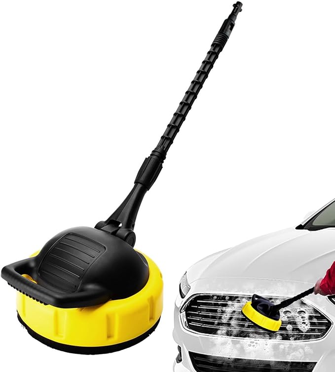 Pressure Washer - Flat Cleaner Attachment with Connector, Rotary Cleaning Tool Outdoor Use, Durable Power Wash Equipment, Splash-Free Design | Accessories for Concrete Decks Patios Walkways
