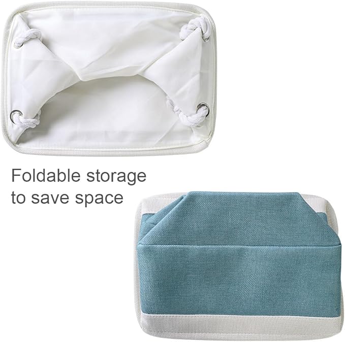 TheWarmHome Fabric Storage Bin with Handles,Storage Basket for Home Storage and Organization, Shelf Basket with Cover for Living Room Bedroom Closet???White & Green Medium 13.8L??9.8W??6.7H