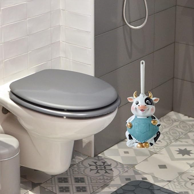 Toilet Brushes & Holders Novelty Toilet Brush Holder Cartoon Frog Cow Monkey Resin Toilet Scrubber Set Toilet Brush Cleaning Tool