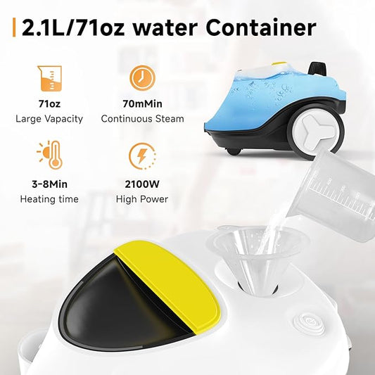 Steam Cleaner, 2000W Portable Household Steamer with 27 Accessories,Steamer for Cleaning with 6M Extra-Long Power Cord,Suit for Floor,Tile, Carpet, Furniture, Upholstery, Grout, Kitchen, Car (white)