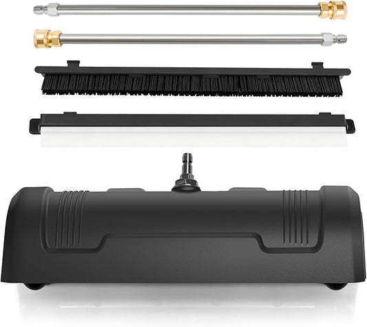 GALAXYER Pressure Washer Surface Cleaner, Metal Floor Washer Accessories for Driveways Sidewalks Patios with 2 Extension Pole Attachments, 1/4-inch Quick Coupler