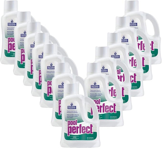 Natural Chemistry Pool Perfect, 3-Liter, Pack of 12, Reduce Scum Lines and Filters Cleanings, Ensures Crystal Clear Water, Compatible with All Sanitizing Systems