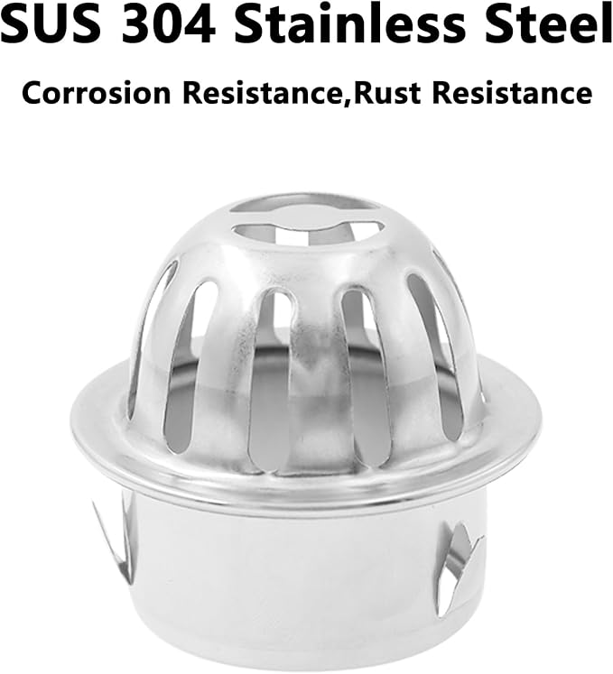 Roof Floor Drain,SAFYY 304 Stainless Steel Roof Drain Dome,Balcony Roof Dome Drain Cover,Yard Outdoor Anti Blocking Strainer,Gardens Gutter Cleaning Tool,Rain Bucket Drainage Parts (2, 50mm/1.97")
