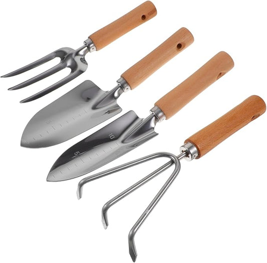 1set Gardening Hand Tools Handle Shovel Rake for Planting Digging Cultivating Kit for Vegetable Gardens and Flower Beds