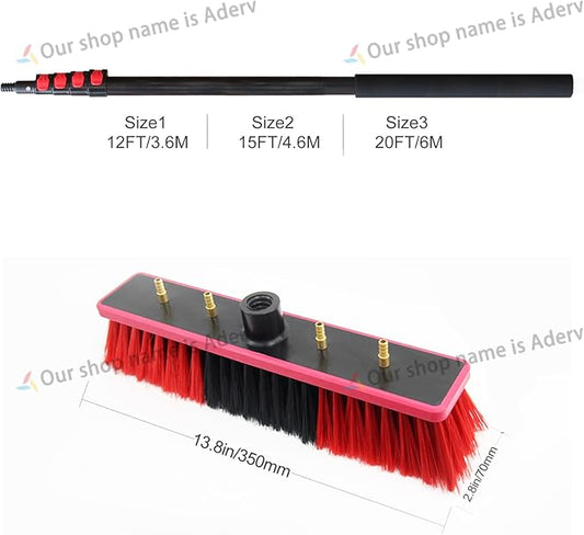 Washing Kit, Water-fed Brush W/Soap Dispenser, 3.6-6M Window Cleaning Pole, Water Fed Telescopic Brush,Window Cleaner Equipment,Extendable Solar Panel Washing Equipmen (35cm Brush Head,4.6M)