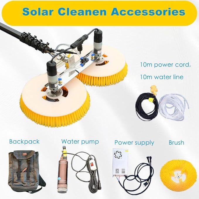 Professional Solar Panel Cleaning Brush Kit - Essential Photovoltaic Roof Cleaning Tools for Home & Commercial Use - Efficient, Durable & Easy to Use