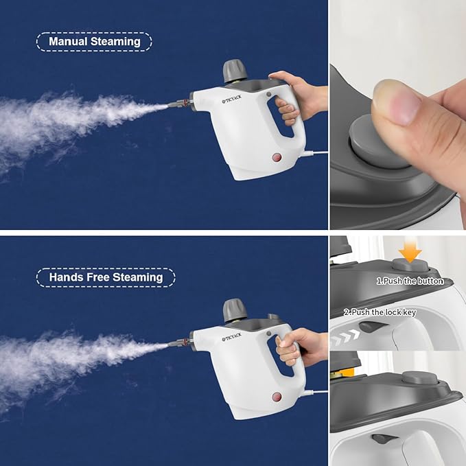 Handheld Steam Cleaner, Steam Cleaner with 16 PCS Accessory & Safety Lock, 500ML Capacity, Multi-Surface Deep Cleaning for Home, Car, Bathroom, Grout, Floor, Window (White)