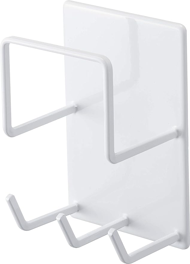 Yamazaki Industries 4976 Magnetic Bathroom Cleaning Tool Holder, White, Approx. W 3.1 x D 2.4 x H 4.7 inches (8 x 6 x 12 cm), Tower, Bathroom Rack, Bath Cleaning Storage