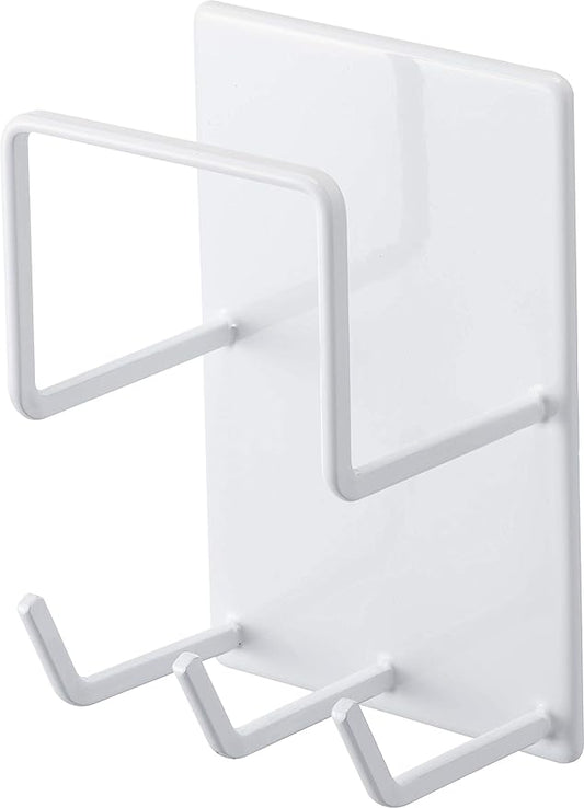 Yamazaki Industries 4976 Magnetic Bathroom Cleaning Tool Holder, White, Approx. W 3.1 x D 2.4 x H 4.7 inches (8 x 6 x 12 cm), Tower, Bathroom Rack, Bath Cleaning Storage