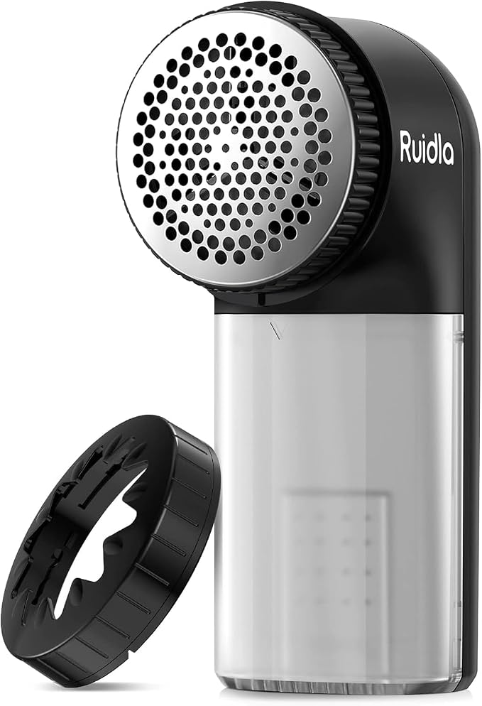 Ruidla Fabric Shaver Lint Remover, Sweater Shaver to Remove Pilling | Lint Shaver with 2-Speed Power Adjustment, Fuzz Shaver for Clothes Balls-Battery Operated, Easy Removable Bin for Fuzz(Black) by Ruidla