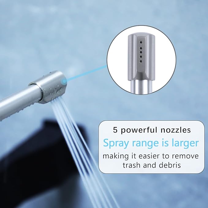 G-Sunny All-Metal RV Toilet Wand with Shut-Off Valve, RV Black Tank Cleaner Wand with 360 Degree Swivel Adapter and Power Nozzle, for Cleaning Sediment