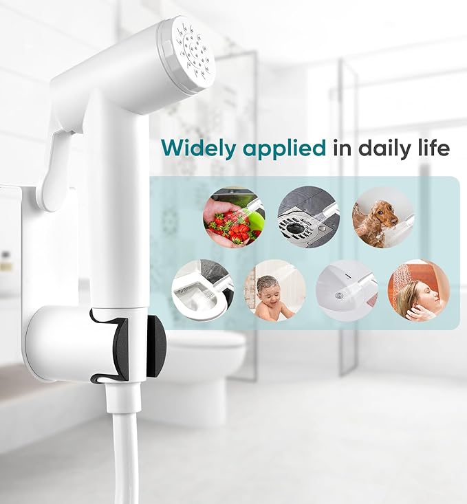 Handheld Bidet Sprayer Kit for Toilet, for Feminine Wash, Bidet Faucet Cloth Diaper, Baby Wash, Pet Wash or Toilet Cleaning, with Spring Type Bidet Hose (White)