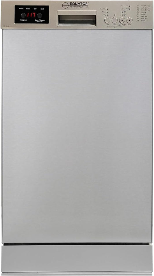 Equator 18 in Dishwasher 10 place+Wine Rack 3.4g QUIET 51 dB 110V E-Star ADA in Silver