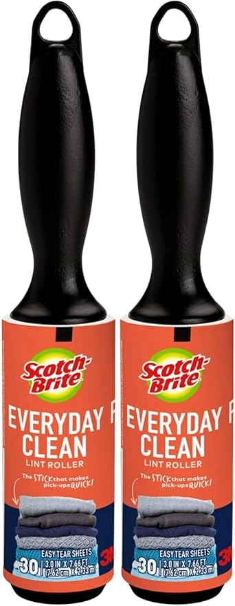 Scotch 3M Mini Lint Rollers 2-Pack (30 Sheets Each), Travel-Size Portable Sticky Lint Removers for Clothes, Furniture, Car Interiors and Pet Hair by 3MIndustrial