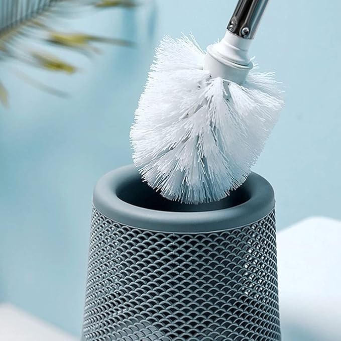Toilet Brush and Holder Set Long-Handled Toilet Brush with Base Toilet Brush No Dead Ends Cleaning Toilet Brush Household Bathroom Toilet Brush Cleaning Tool Set Toilet Bowl Brush for Bath