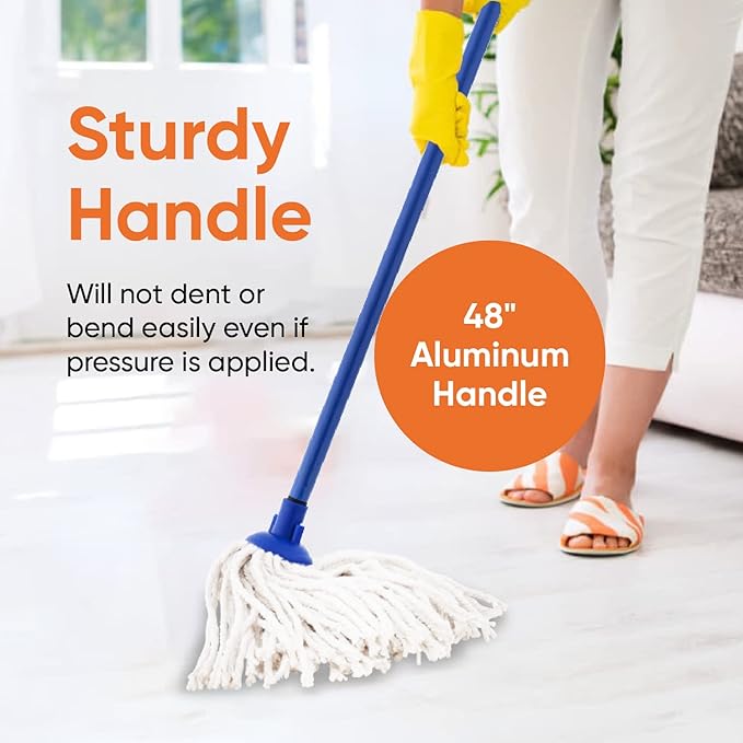Superio Cotton Mop Head Refill for Hardwood Floor Self Wringing Mop - 10" Strings
