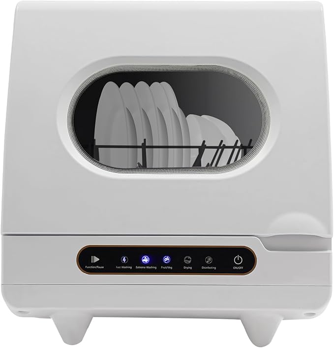 5-in-1 Countertop Dishwasher, 1200W 6-Sets Dishes Mini Dishwasher with 360° Rotating Spray, Portable Non Installation Dish Washer, 1.320Gal Compact Dishwasher for Home, Apartments, RVs