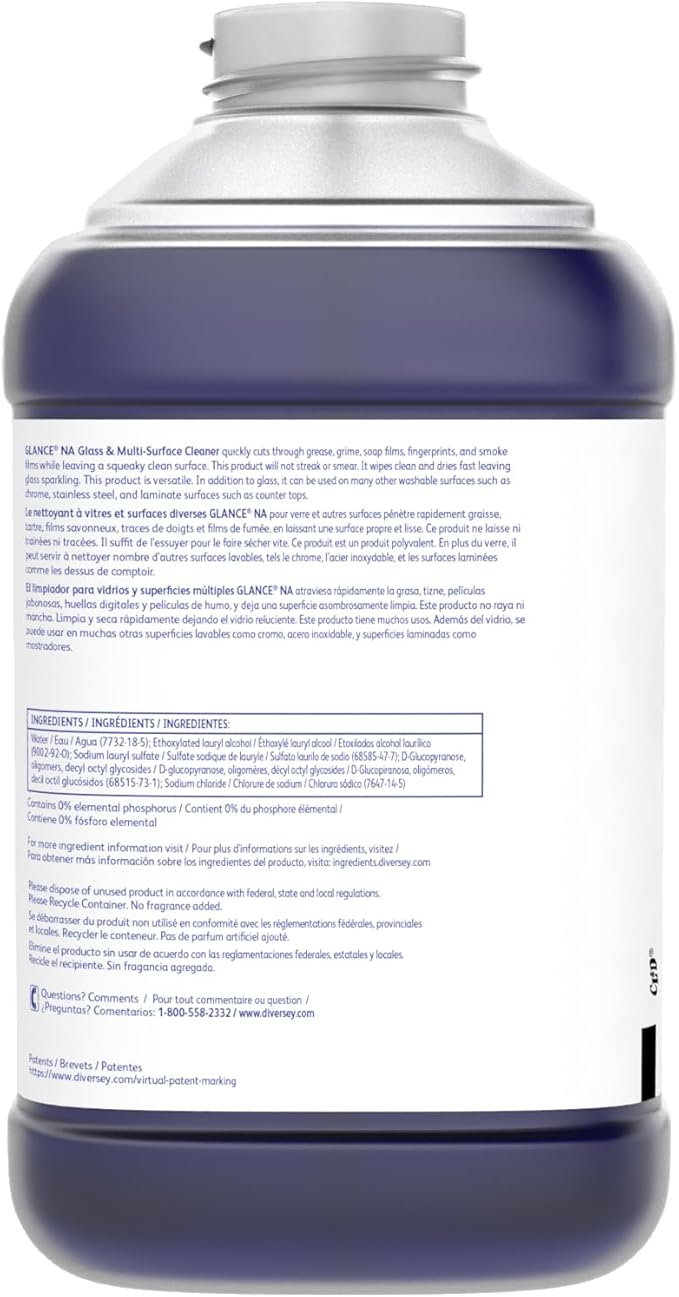 GLANCE 100975197 Non-Ammoniated Glass & Multi-Surface Cleaner, for Streak Free Windows, JFill Concentrate, 2.5-Liter