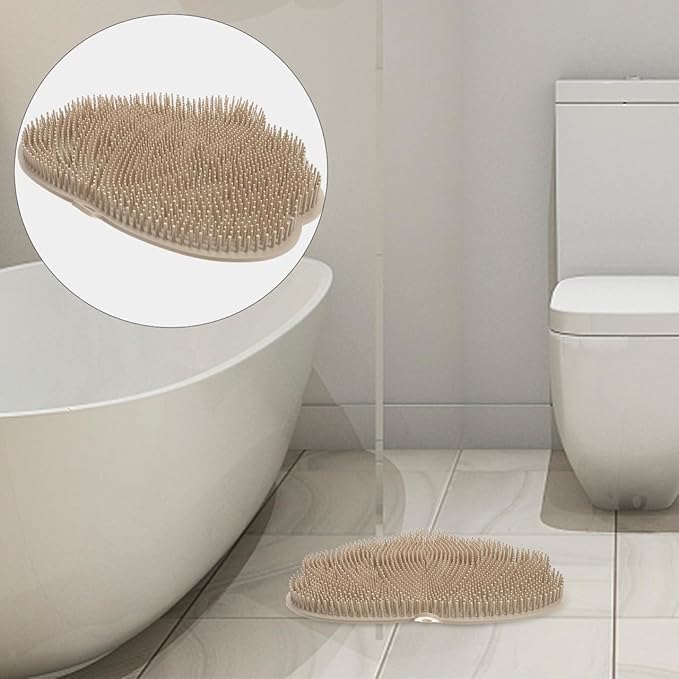 Angoily Wall-Mounted Back Scrubber for Shower Hands-Free Exfoliating Body and Foot Scrubber with Non-Slip Suction Cups TPE Material 11.8X10 Inches