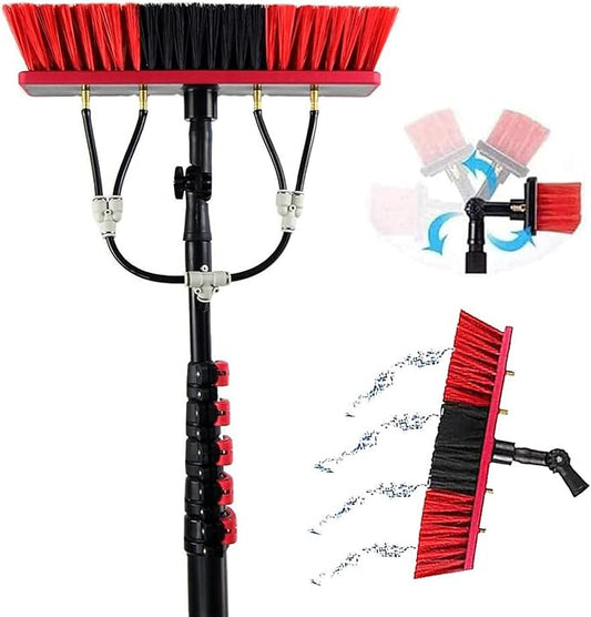 Window Cleaning Pole, Water Fed Telescopic Window Cleaning Brush, Extendable Cleaner Roof Cleaning Tools Window Cleaner Kit for Photovoltaic Panel, Trucks, Bus, Cars,30ft/9m-35cmBrushhead