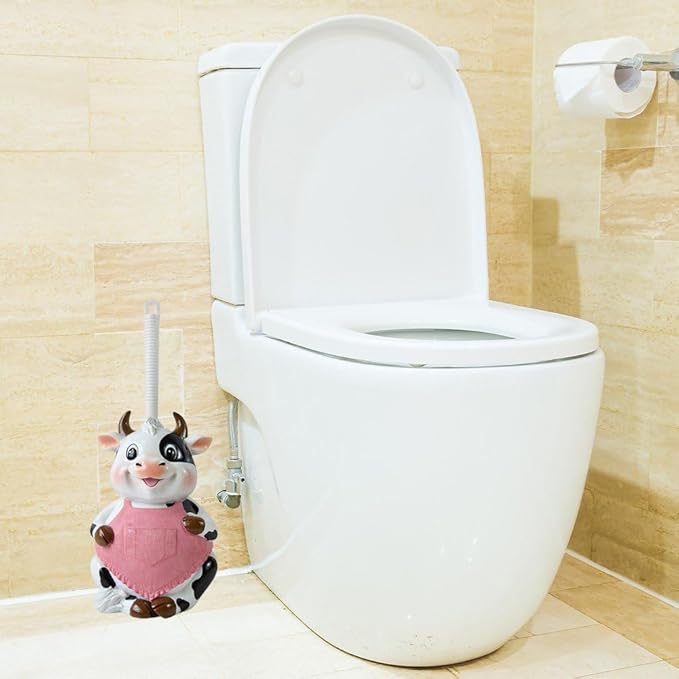 Toilet Brushes & Holders Novelty Toilet Brush Holder Cartoon Frog Cow Monkey Resin Toilet Scrubber Set Toilet Brush Cleaning Tool