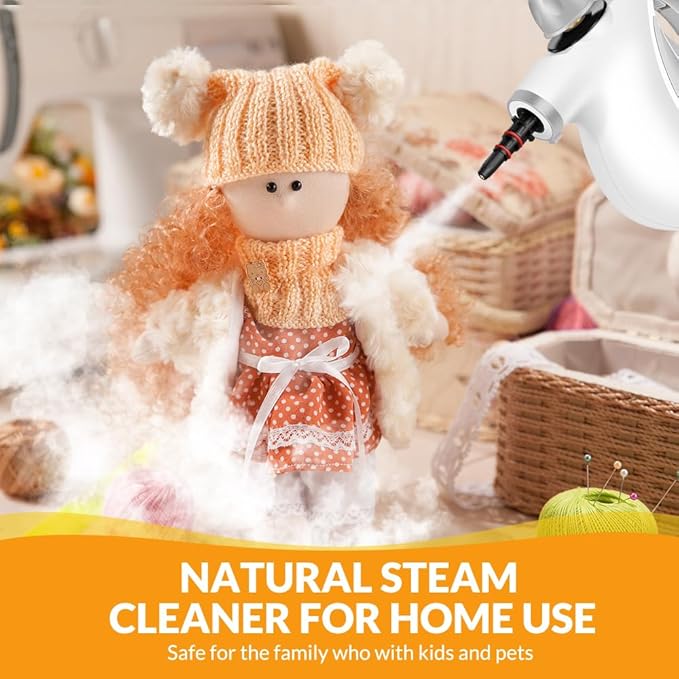 Handheld Pressurized Steam Cleaner with 12 pcs Accessories, Steamer for Cleaning, Steam Cleaner for Home Use, Steamer for Cleaning Car, Furniture, Floor, Upholstery, Grout and Tile, Light Gray