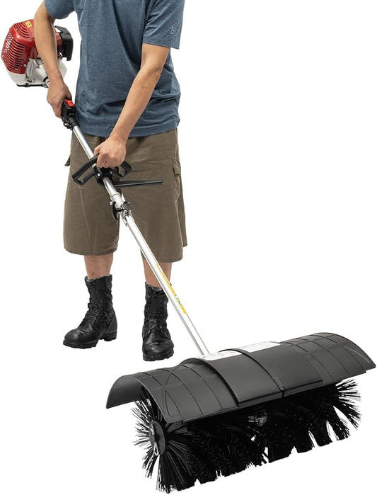 Gas Power Sweeper Handheld Nylon Broom 2.3HP 52CC 2 Stroke Engine Power Snow Sweeping Broom Cleaner Tools for Cleaning Driveway Turf Lawns Artificial Grass