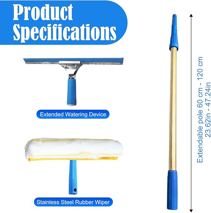 Water Fed Pole Kit 35 FT Adjustable Solar Panel Cleaning Kit Cleaner Tool for Window Glass Roof Outdoor Glass Brush Window Washing Equipment (4ft)