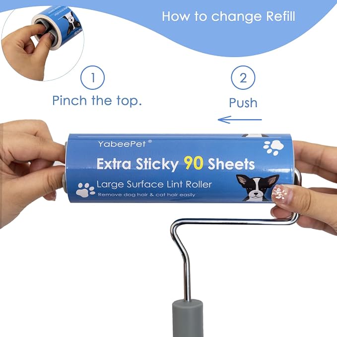 Extra Sticky Large Lint Roller Refills, 6.3'' Giant Lint Roller Refills for Pet Hair, Clothes&Furniture Cleaning, 540 Sheets in Total - Image 4