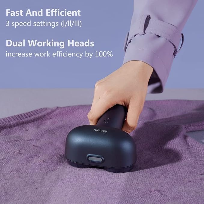 Nesugar Dual-Head Fabric Shaver, Electric Lint Remover with Green Light | 3 speed settings, honeycomb mesh protection & green light identification. Ideal for sweaters, coats, couch & linens. - Image 6