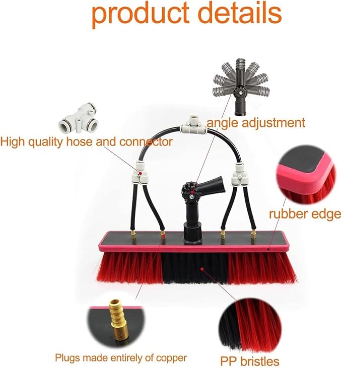 Window Cleaning Telescopic Pole Window Cleaning Kit, Window Cleaning Water Fed Poles Roof Cleaning Tools with 20M Water Supply Pipe, Solar Panel Cleaning Brush(30cm Head,24FT/7.2M)