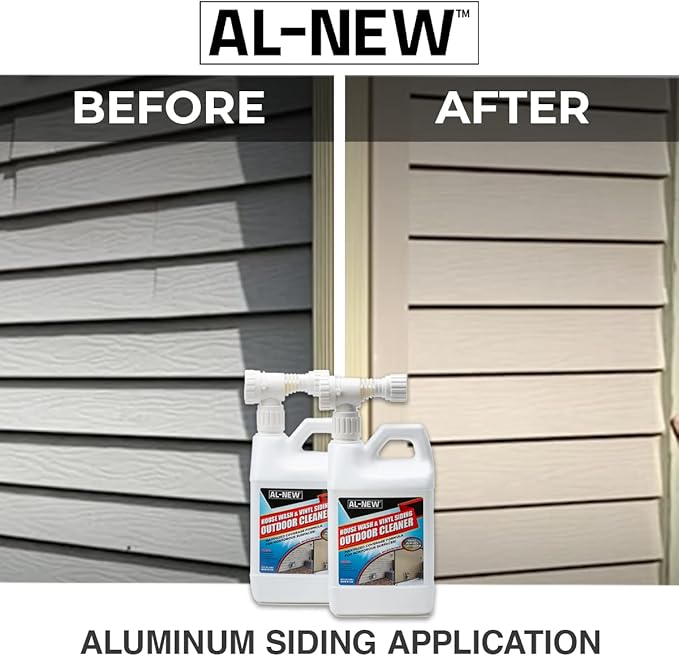 AL-NEW Outdoor Cleaner Combo Pack of 2 | Versatile Outdoor Cleaner Perfect For Use On Vinyl Siding, Composite Decking, Wood Fences, Outdoor Patios, Gutters, & More (Outdoor Cleaner Hose-End Combo Pack)