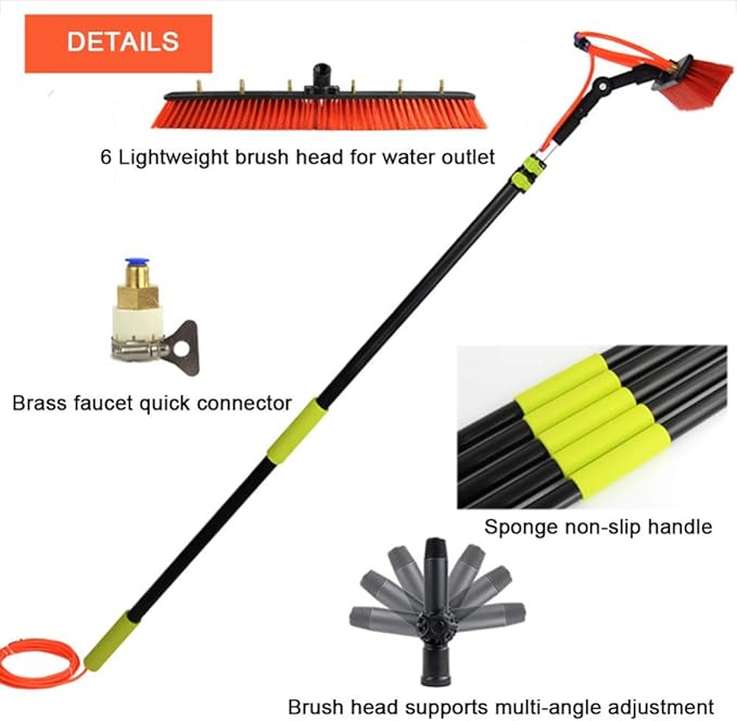Photovoltaic Panel Cleaning, 3.6-11M Water Fed Telescopic Brush, Window Clean, Extendable Cleaner Conservatory Roof Cleaning Tools Roof/4M 18Ft
