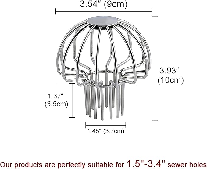 Gutter Guard 304 Stainless Steel Outdoor Roof Drain Anti-Blocking Line Cap, Mushroom Type Drainage Gutter Guard Filter, Gutter Cleaning Tool, for Stops Leaves Seeds and Other Debris,2in
